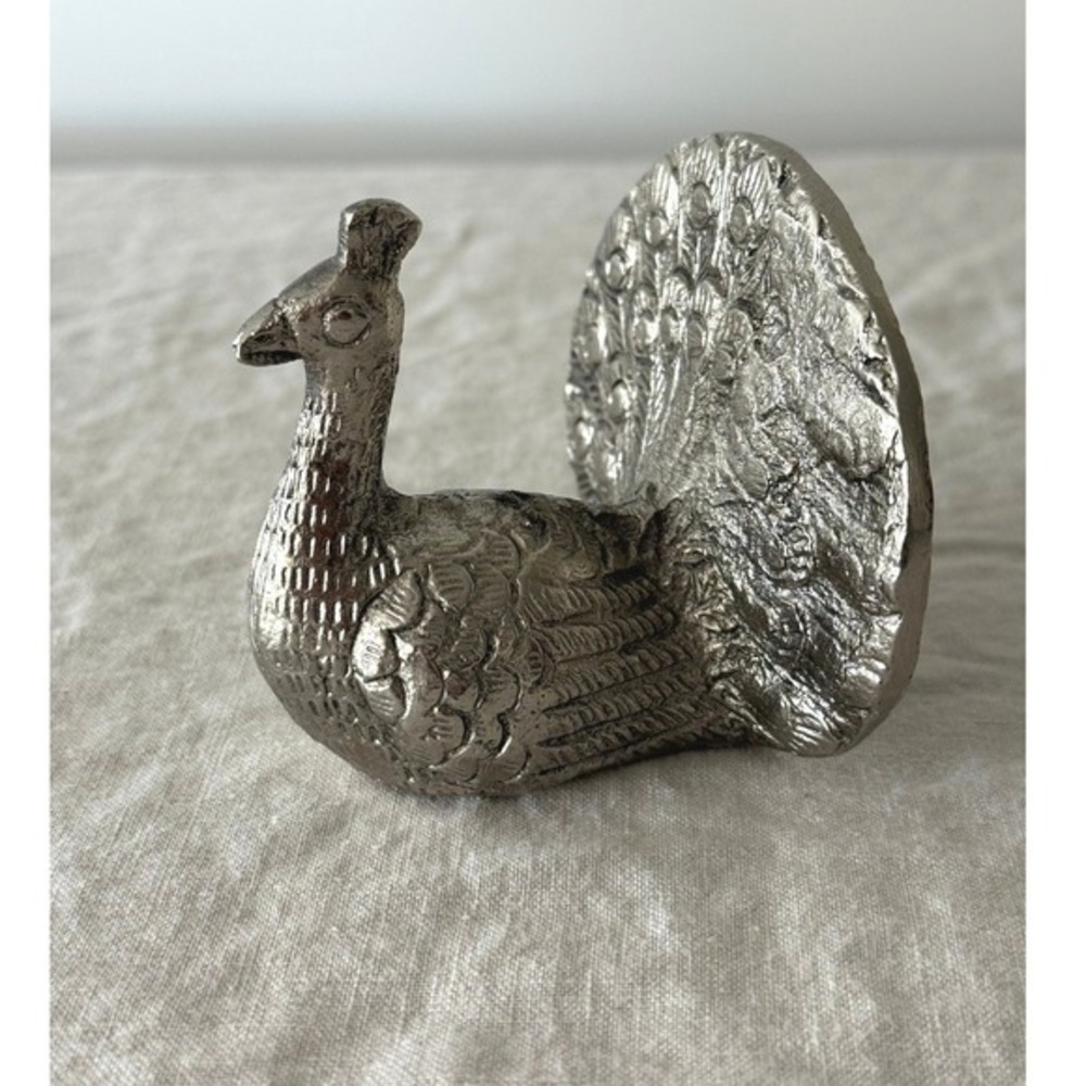Peacock Salt/Pepper Shaker Small Silver Regency Metal Bird Figurine‎
